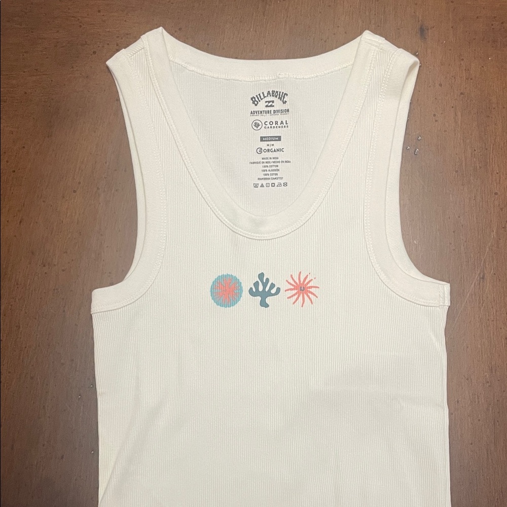 Billabong Cream Tank Top with Graphic Accents